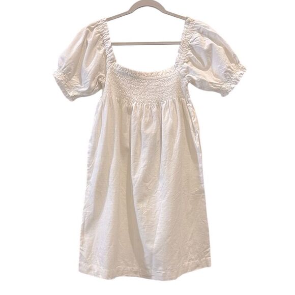 NWT FAHERTY Ramona Organic Cotton Shift Dress Egret White Puff Sleeve Top Small‌ - Picture 9 of 14